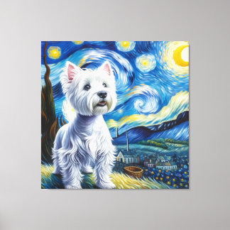 Toile Starry West Highland White Terrier Portrait de chi