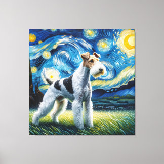 Toile Starry Wire Fox Terrier Portrait de chien