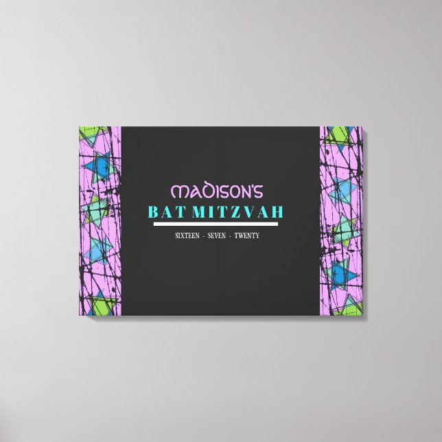 Toile STARS DISTRESSESESSEE Barre Bat mitzvah Se connect (Recto)