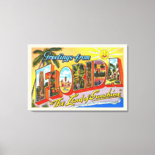 Toile State of Florida FL Vintage grande lettre carte po