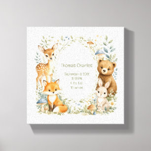 Toile Statistiques de naissance Animaux de la forêt Nouv