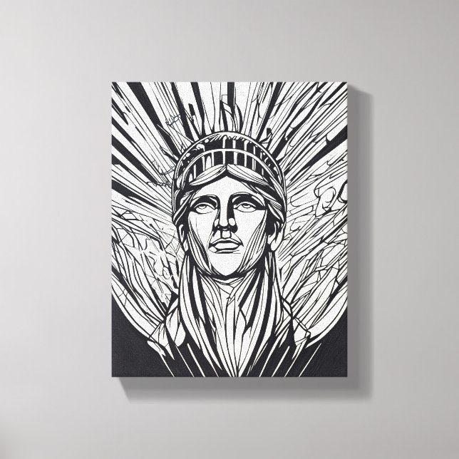 Toile Statue Abstraite moderne de Liberty Line Art (Recto)