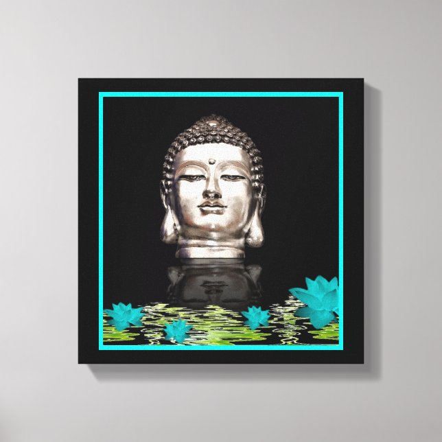 Toile Statue de tête Bouddha Argent (Recto)