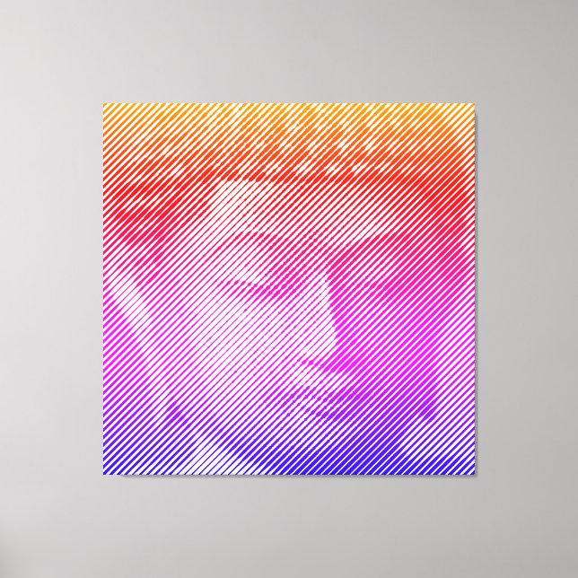 Toile Statue Visage Bouddha Colorée Formée Par Lignes (Recto)