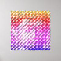Statue Visage Bouddha Colorée Formée Par Lignes