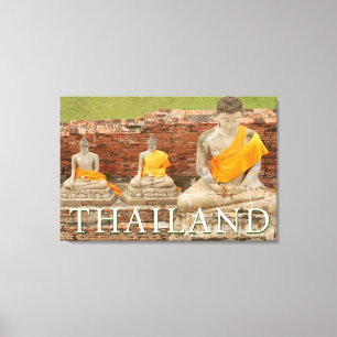 Toile Statues de Bouddhas assis   Ayutthaya, Thaïlande