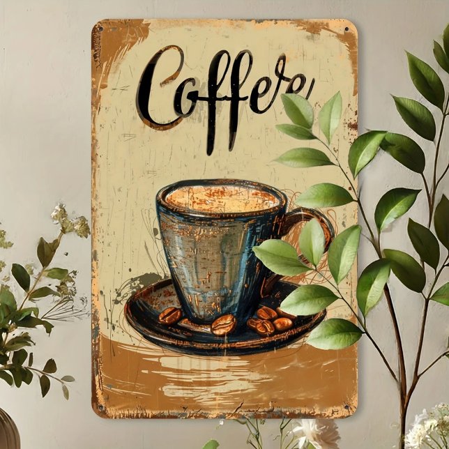 Toile Steaming Coffee Vintage Metal Sign (Créateur téléchargé)