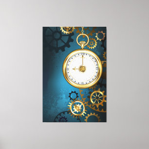 Toile Steampunk Arrière - plan turquoise avec Gears