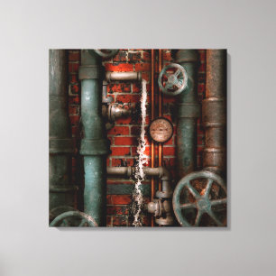 Toile Steampunk - tuyauterie - tuyaux et valves