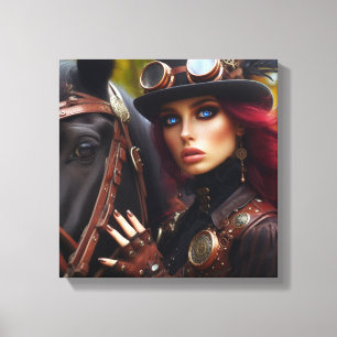 Toile Steampunk Victorian Lady Dark Rider