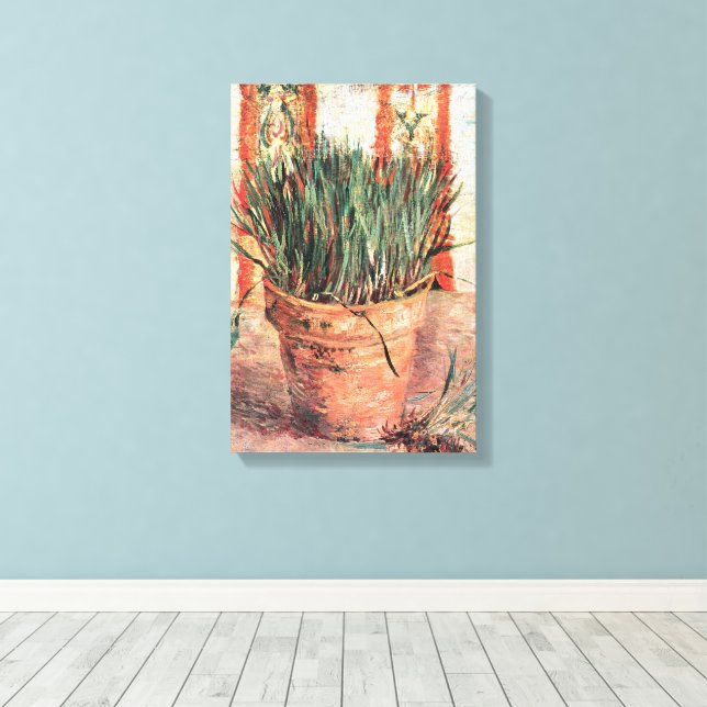 Toile Still Life Flowerpot w Chives par Vincent van Gogh (Insitu (Plancher de Bois))