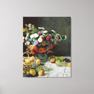 Toile Still Life with Flowers and Fruit de Claude Monet