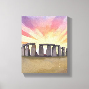 Toile Stonehenge Wiltshire Angleterre Aquarelle Histor