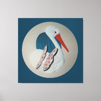 Toile Stork Storks Baby's Room Fabric Art