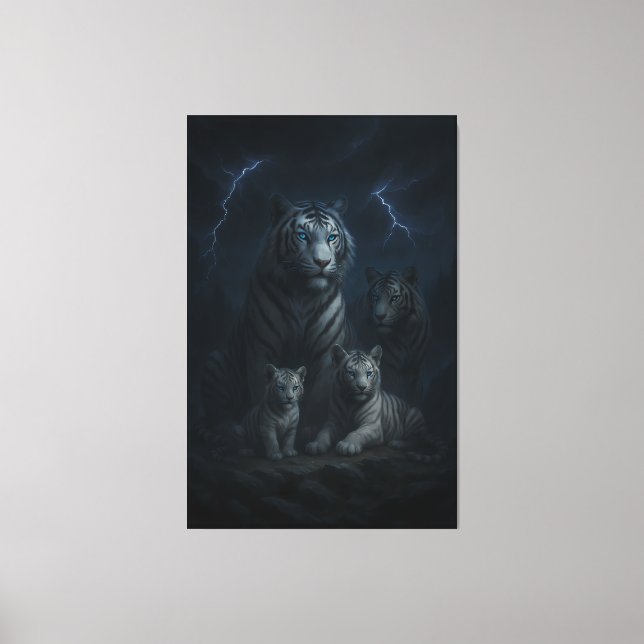 Toile Stormborn White Tiger Family – Thunder Realm Guard (Recto)