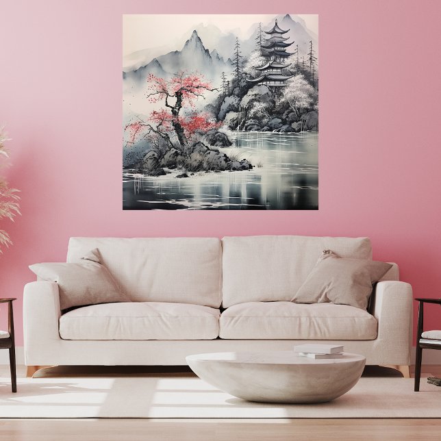 Toile Style art Hokusai japonais Fleur de cerisier de mo (Créateur téléchargé)