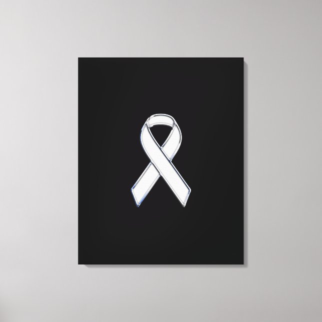 Toile Style Chrome White Ribbon Sensibilisation (Recto)