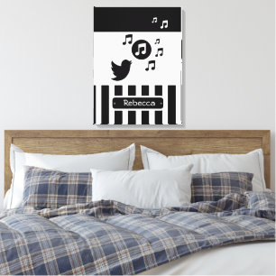 Toile Style Songbird Black White Stripes personnalisées