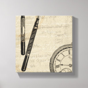 Toile Stylos de fontaine et Watchface avec des notes
