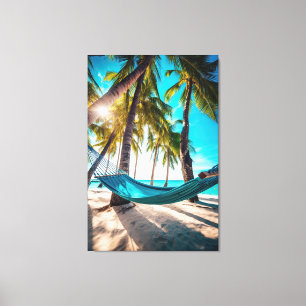Toile Summer Beach Hammock Ocean Vacation Palm Trees
