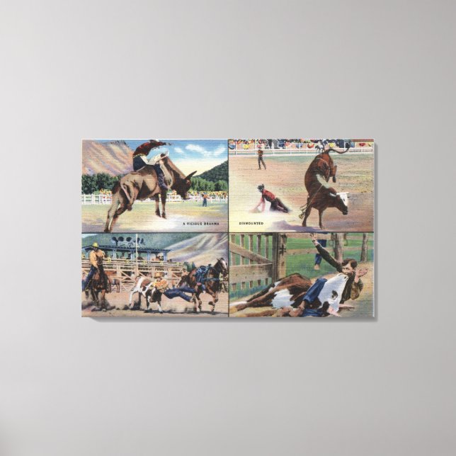 Toile Sun Valley, IDRodeo Bull Dogging (Recto)