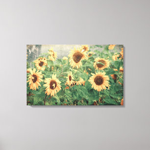 Toile Sunflower Texture Vintage jaune Art floral