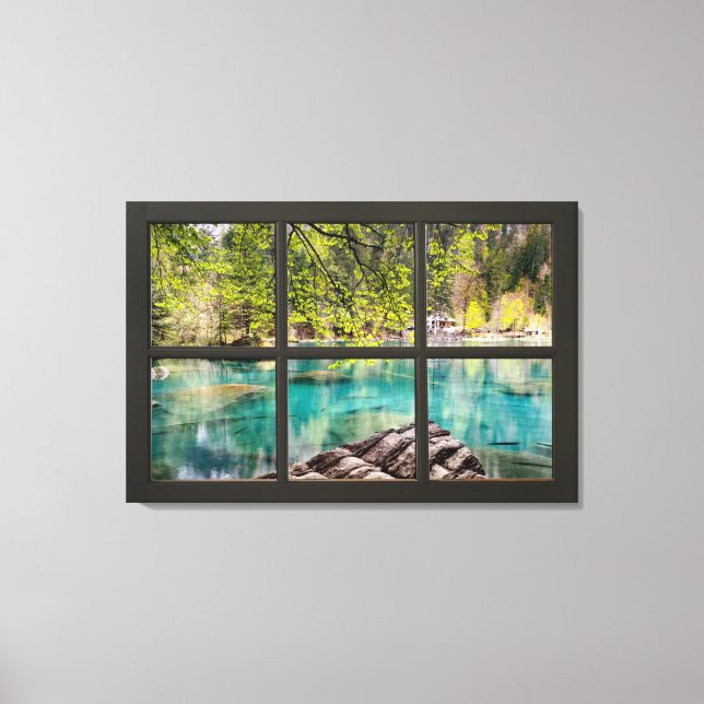 Toile Sunny Lake Scenery Black Fake Window Illusion (Recto)