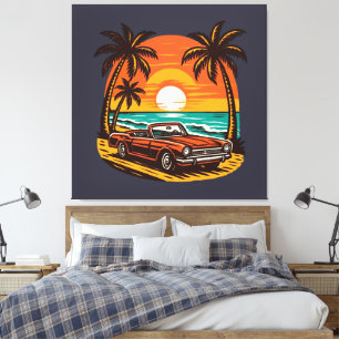 Toile Sunset Beach Drive : Retro Summer Escape