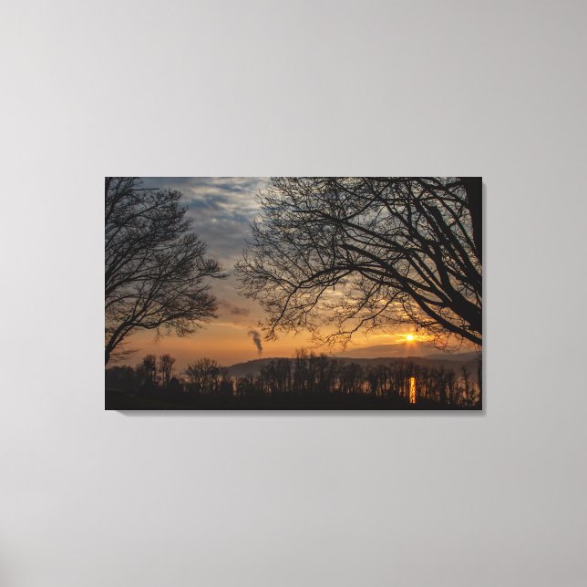 Toile Sunset d'hiver de la rivière Hudson (Recto)