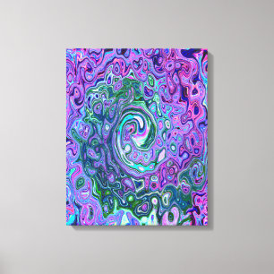 Toile Super Abstrait Retro Green et Purple Swirl