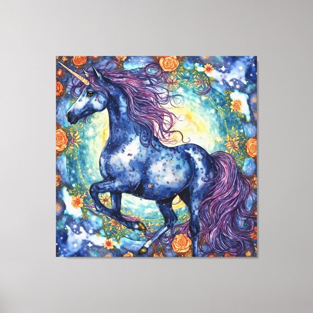 Toile Superbe licorne Bleue (Recto)