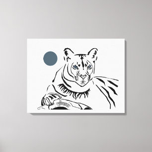 Toile Superbe peinture minimaliste Lion de montagne