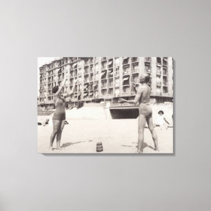 Toile Sur la plage de Cannes en 1935