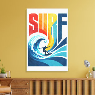 Toile SURF Wave Surfer – Art de style de vie Surf Rétro