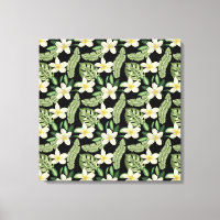 Surface florale motif Fleurs tropicales et feuille