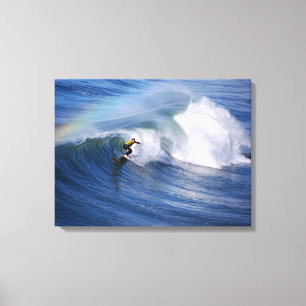 Toile Surfer sous arc-en-ciel