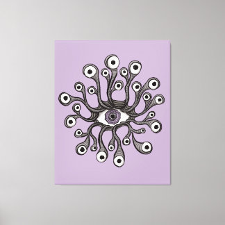 Toile Surreal Weirdcore Eye Tentacle Artwork - Purple
