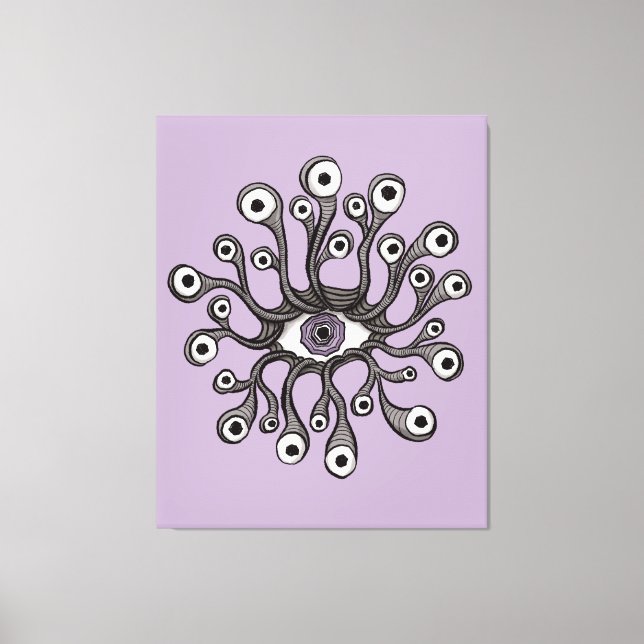 Toile Surreal Weirdcore Eye Tentacle Artwork - Purple (Recto)