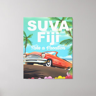 Toile Suva, affiche vintage de vacances à Fidji