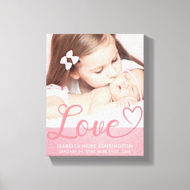 Toile Sweet Love Baby Girl Faire-part de naissance (Recto)