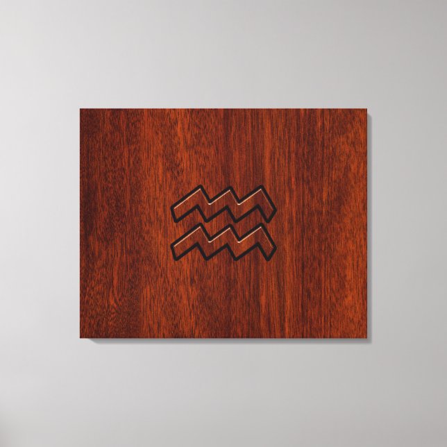 Toile Symbole Aquarius Zodiac Style acajou (Recto)