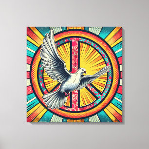 Toile Symbole Boho Retro Dove and Peace