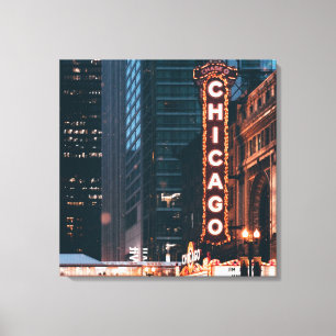 Toile SYMBOLE Chicago Illinois Neon Nuit