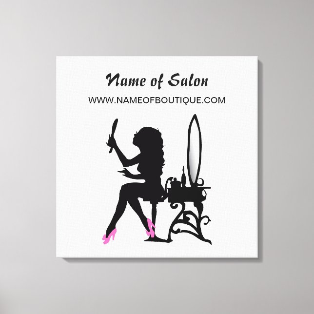 Toile Symbole de fille rose et noire du salon de beauté (Recto)