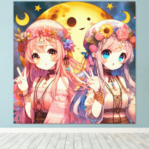Toile SYMBOLE DE LA FEMME Anime Hippie Lune Filles Donne