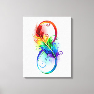 Toile Symbole d'infini avec plume arc-en-ciel