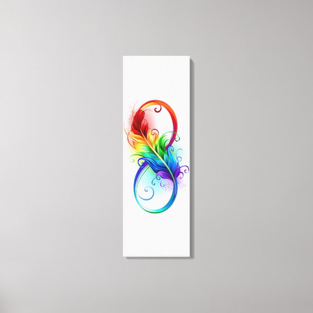 Toile Symbole d'infini avec plume arc-en-ciel (Recto)