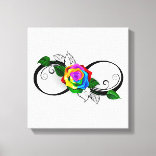 Toile Symbole d'infini avec Rose arc-en-ciel
