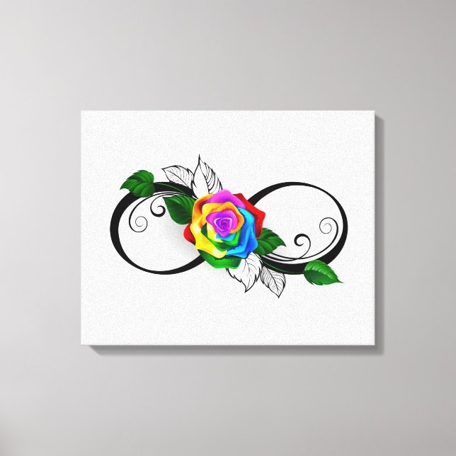 Toile Symbole d'infini avec Rose arc-en-ciel (Recto)