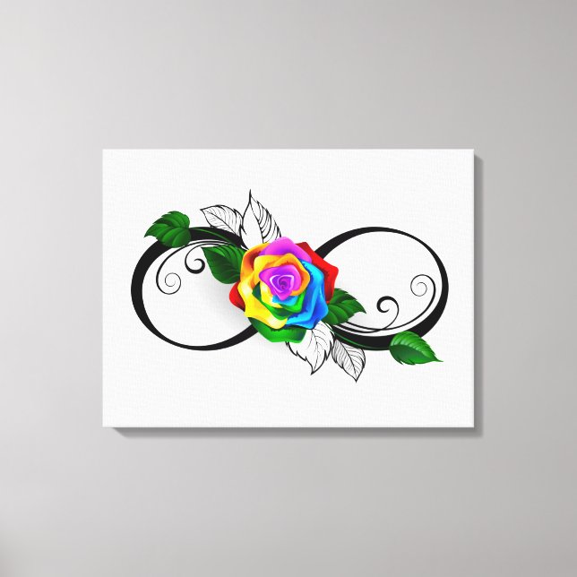 Toile Symbole d'infini avec Rose arc-en-ciel (Recto)